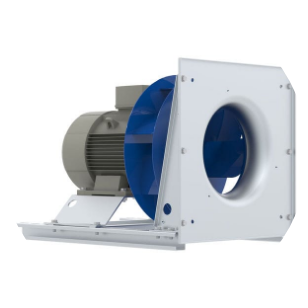 Ventilateur industriel avec moteur électrique, conçu pour la ventilation ou l'extraction d'air dans des environnements techniques.
